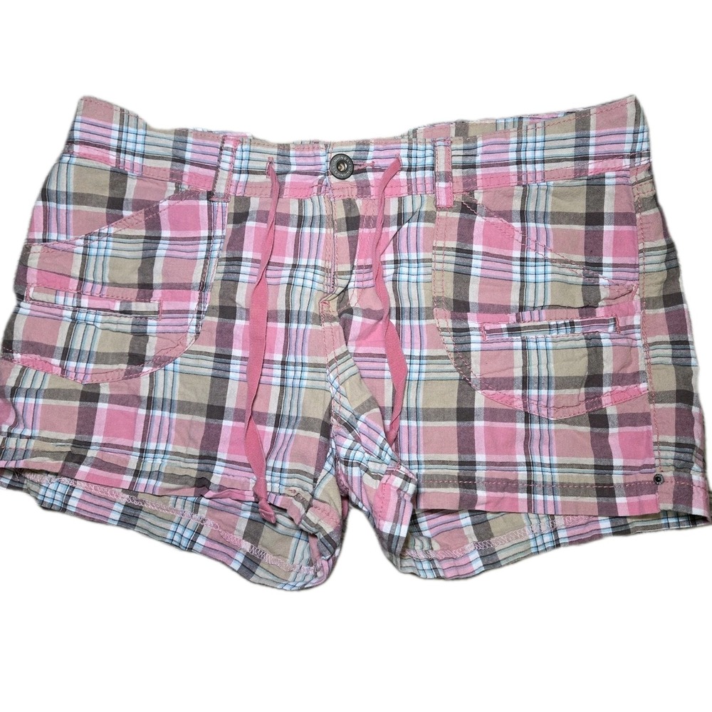 Unionbay Plaid Shorts Juniors Size 13 Pink Brown Y2K Skater Preppy Grunge